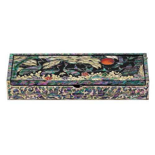 Najeon Chilgi Mother of Pearl Pen & Pencil Holder — Pine & Crane by 오명호 - OF0028