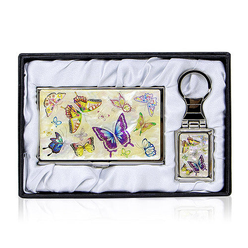 Najeon Chilgi Mother of Pearl Business Card Case Set — Butterfly - OF0153