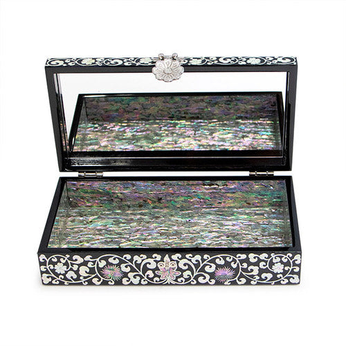 Peacock 2-Drawer Vanity Jewelry Box (Red)- by Kim Yong-gwan (Large)