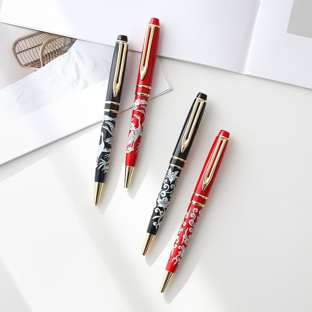 Najeonchilgi Pine & Crane Plum & Butterfly Mother of Pearl Pen