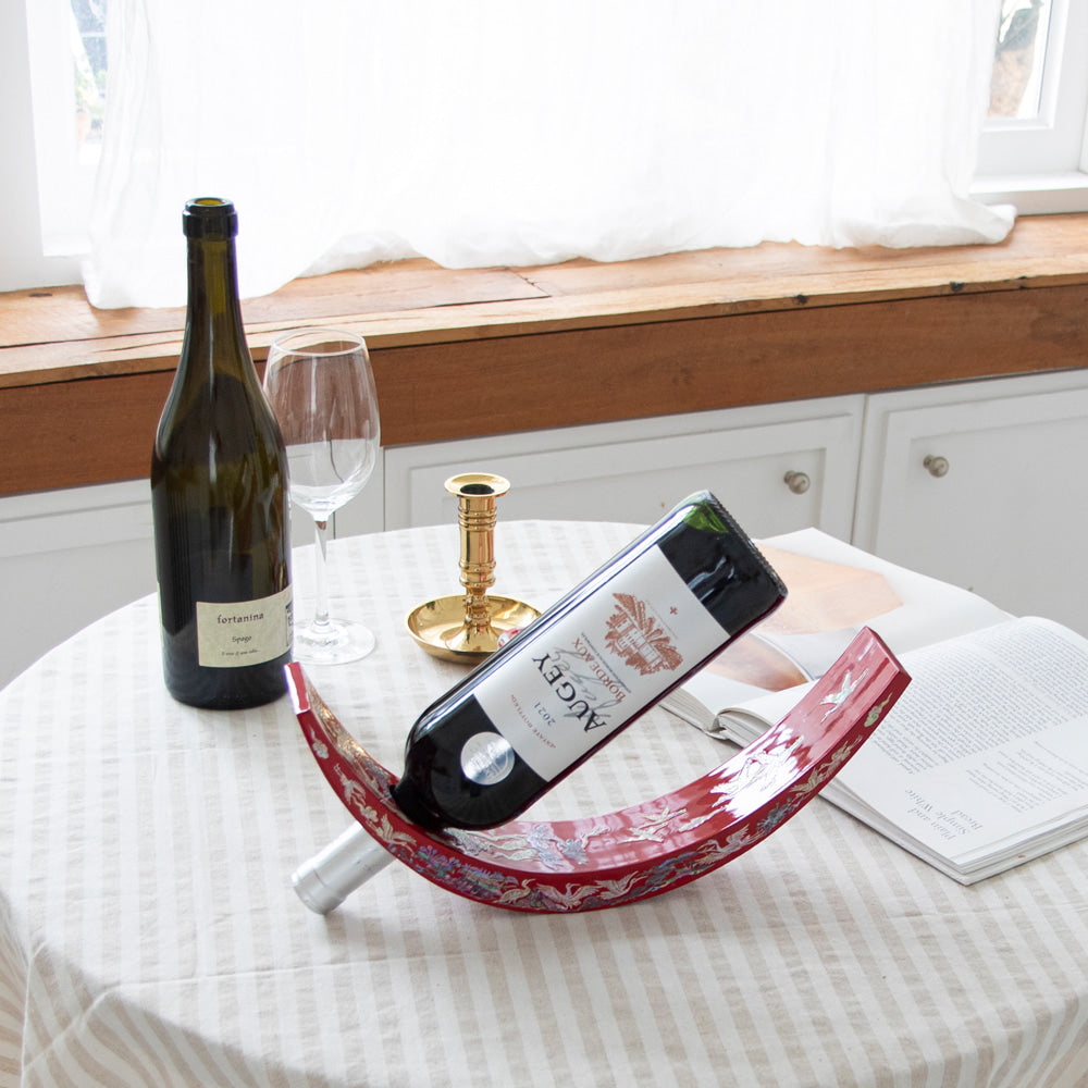 Mother of Pearl Wine Bottle Holder — Najeon Chilgi Lacquerware (Free Bojagi Wrap) - DE0122