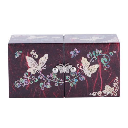 Hanji Butterfly Double Lidded Jewelry Box (Red) - Oh Myung-ho Small