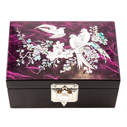 Hanji Straight Turtle 1-Tier Jewelry Box Large (Red/Blue/Purple)