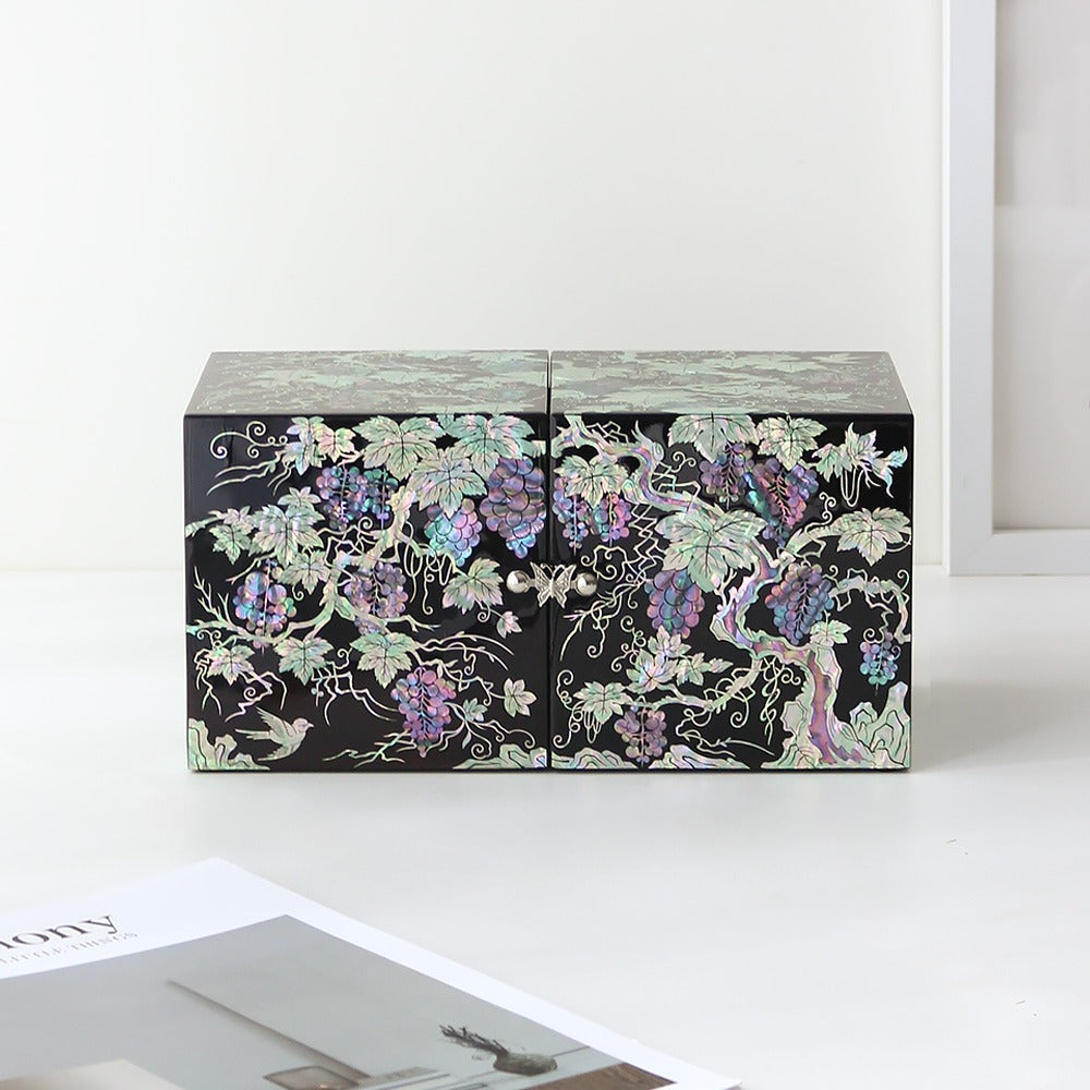 Najeonchilgi Grape Double-Lidded Mother of Pearl Jewelry Box (Large)