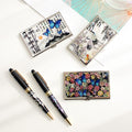 2-Piece Set: Mother of Pearl Business Card Case K Mother of Pearl Pen Set