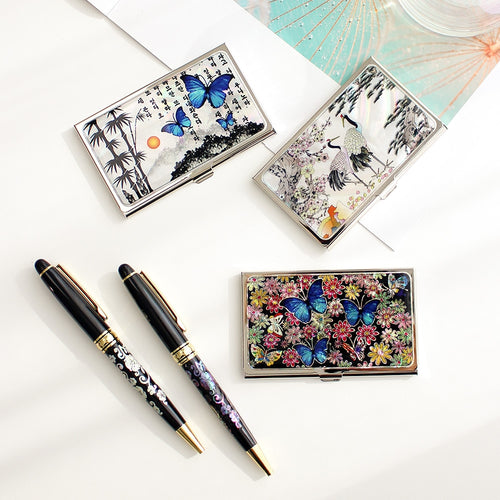2-Piece Set: Mother of Pearl Business Card Case K Mother of Pearl Pen Set