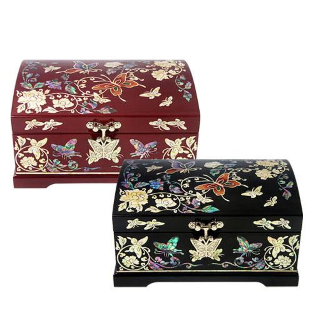 Najeonchilgi Arirang Music Box Flower & Butterfly Mother of Pearl Jewelry Box, 16 cm