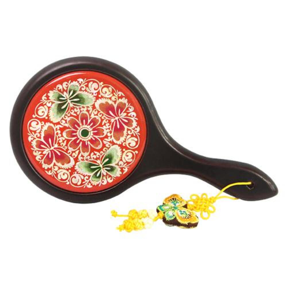 Premium Najeon Flower & Butterfly Portable Dragon Mirror Premium Portable Dragon Silk Fortune Pouch