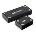 Inlaid Auto-Slide Business Card & Pen Holder Set — Double Cranes, Cloud Cranes & Arabesque Patterns - OF0236