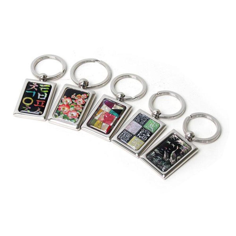 Najeon Square Keyring (Flower Jogakbo Patchwork Pine & Crane Four Gentlemen Hangul)