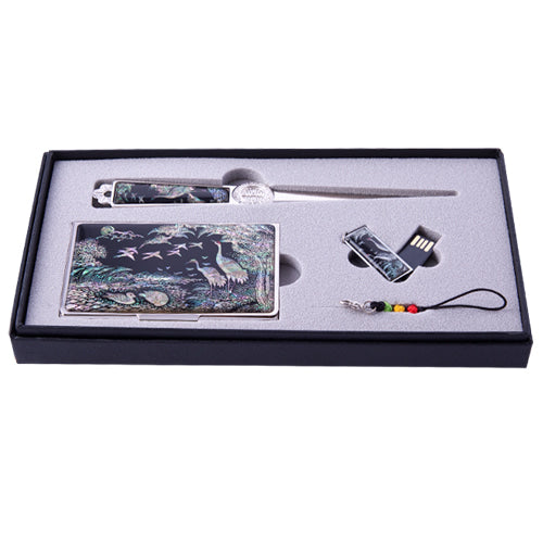 Najeon Chilgi Mother of Pearl Business Card Case Set — Pine & Crane - OF0176