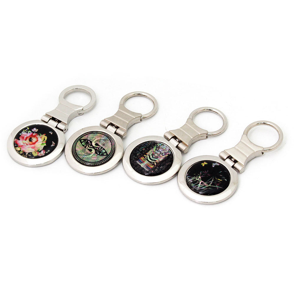 Najeon Round Keyring (Dancheong Rose Twin Cranes)