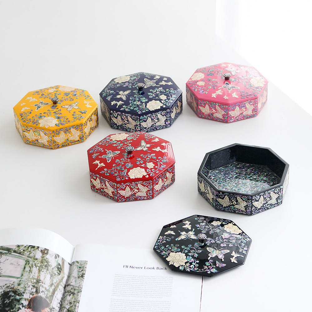 Hexagonal Mini Jewelry Box Mother of Pearl Jewelry Box Keepsake Ring Box Najeonchilgi Dessert Box Wedding Gift Box