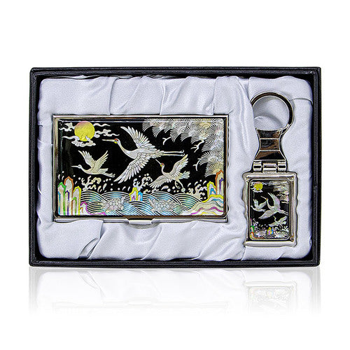 Najeon Chilgi Mother of Pearl Business Card Case Set — Pine & Crane - OF0156
