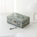 Najeonchilgi 2-Tier Joseon Style Mother of Pearl Jewelry Box Pine & Crane Black, 24 cm (Master Artisan Jang Tae-bok)