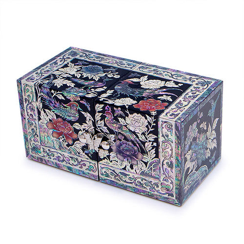 Gold Double Lidded Mother of Pearl Jewelry Box (Medium) - Oh Myung-ho