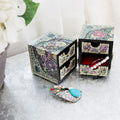 Peony Oval Border PhoenixRing Double Lidded Jewelry Box (Black)