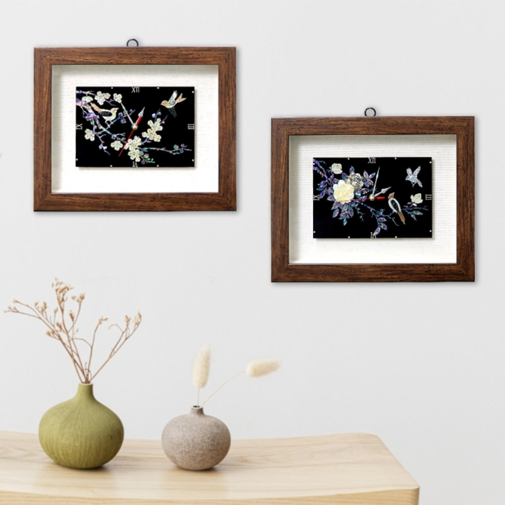 Premium Najeonchilgi Whole-Shell Wall Mounted Clock Mother of Pearl Frame Large (Square) (Master Artisan Kim Sang-yun)