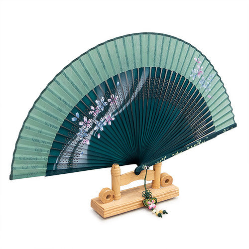 Silk & Ramie Hand Fan (Green) - FN0005