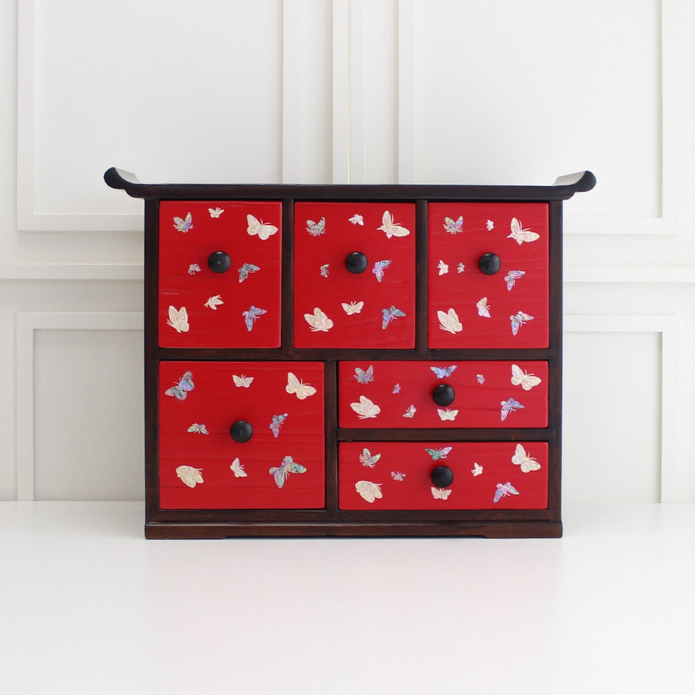 Color Mother of Pearl Butterfly Seonbi Scholar 6-Drawer (Small)