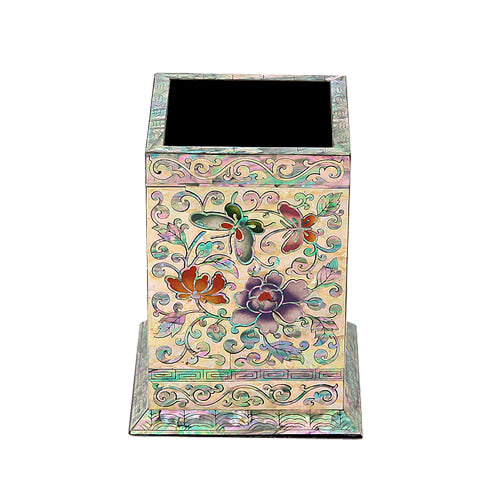 Najeon Chilgi Mother of Pearl Pen & Pencil Holder — Peony - OF0047
