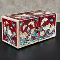 Peony Cloud Pattern Border Hanji Double Lidded Mother of Pearl Jewelry Box (Small, Glossy, Red)