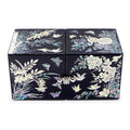 Four Gracious Plants Double Lidded Mother of Pearl Jewelry Box (Medium, Glossy, Black)