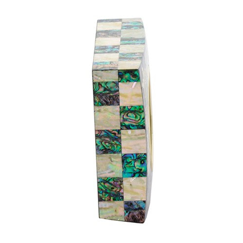 Premium Najeon Chilgi Mother of Pearl Desk Clock — Flowers & Butterflies (Blue Mother of Pearl) by Park In-ho - DE0128