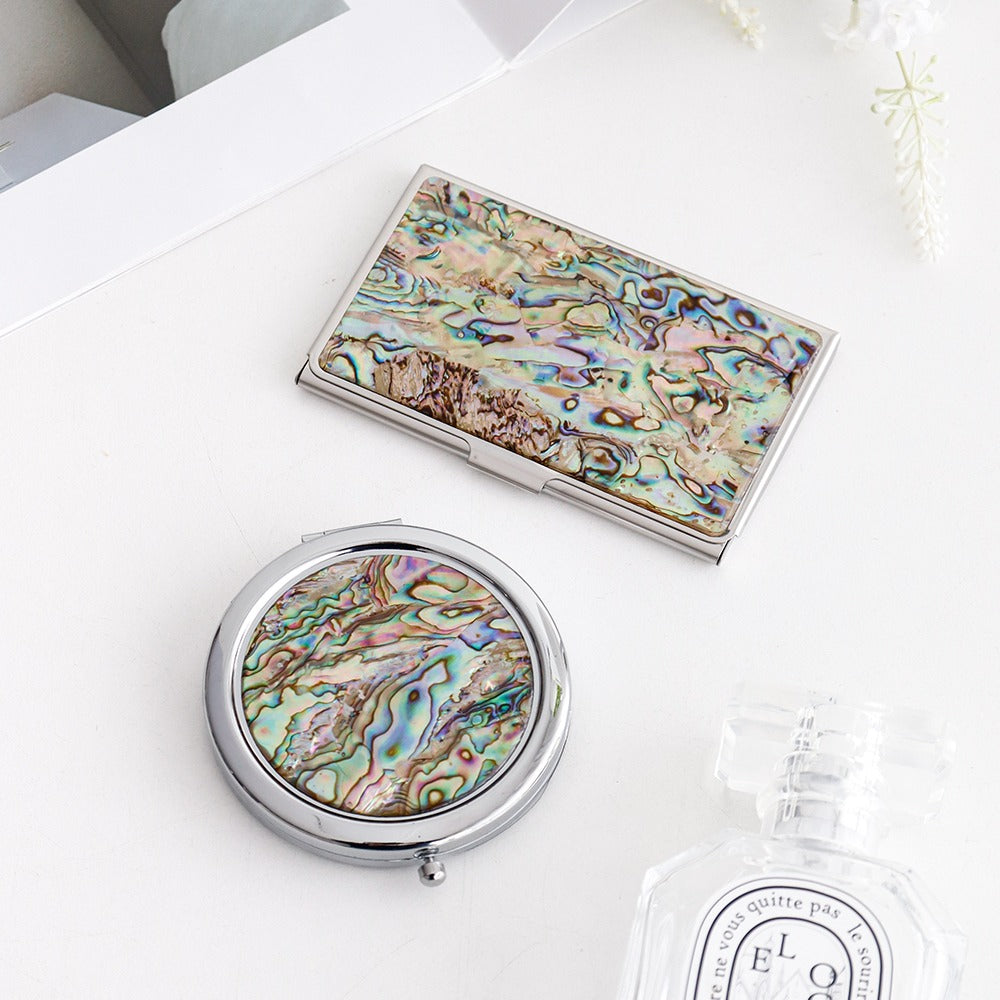 2-Piece Set: Najeonchilgi Aurora Business Card Case Aurora One-Touch Hand Mirror M