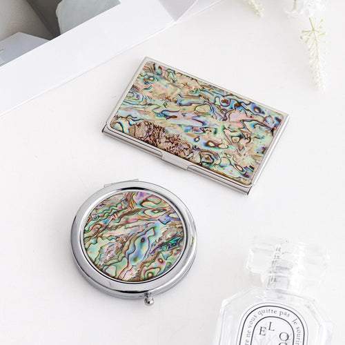 2-Piece Set: Najeonchilgi Aurora Business Card Case Aurora One-Touch Hand Mirror M