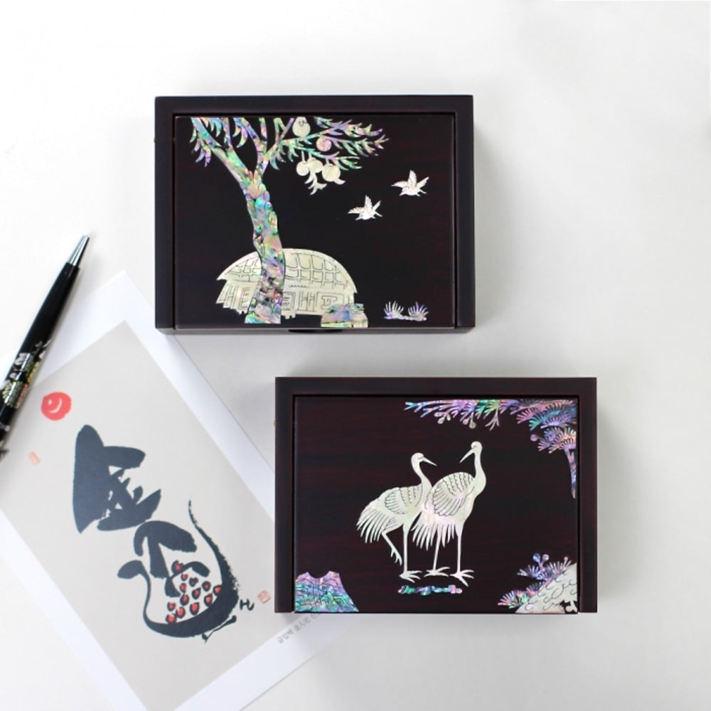 Najeonchilgi New Deluxe Auto-Open Mother of Pearl Business Card Case