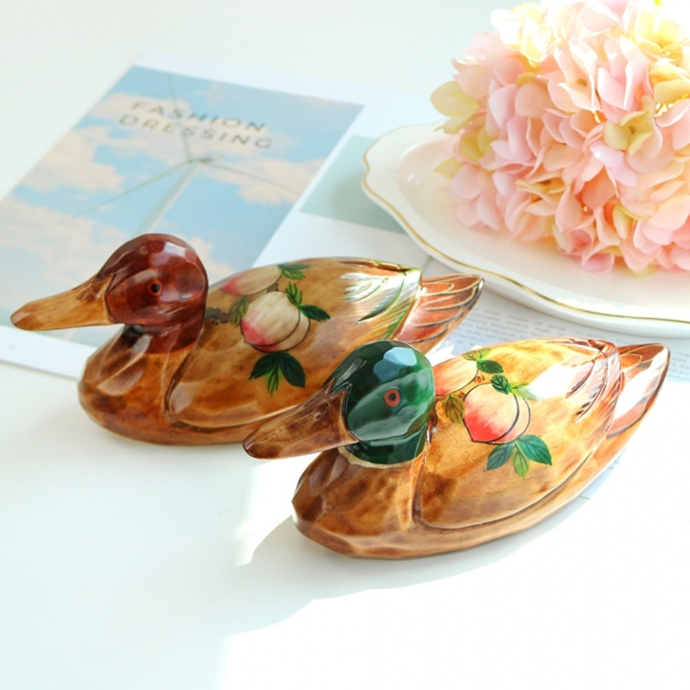 Premium Longevity Duck Set (Medium) Wood Carved Wedding Box Pyebaek Case