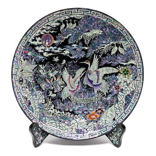 Large Najeon Chilgi Mother of Pearl Plate & Tray — Pine & Crane - DE0065