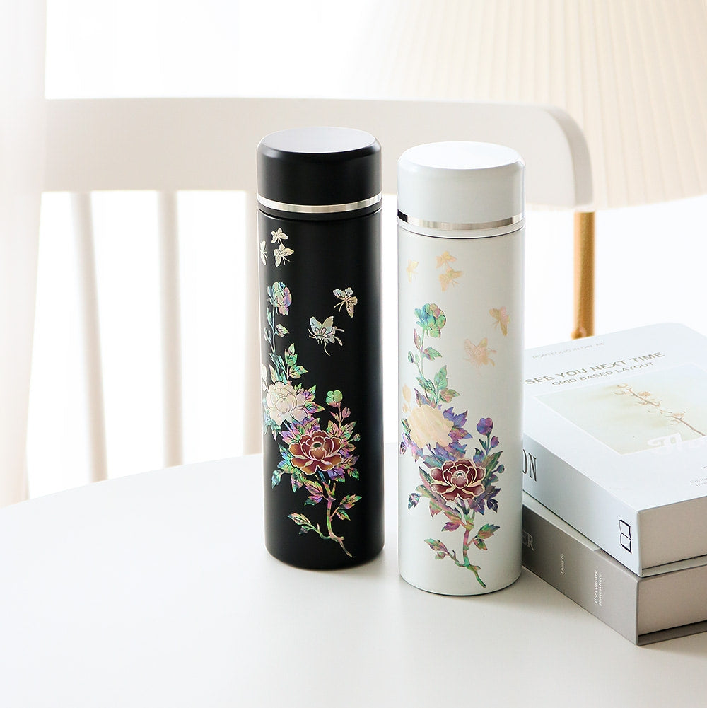 Najeonchilgi Painted Peony Stainless Steel Mother of Pearl Tumbler 500ml