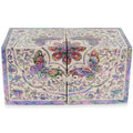 ArabesqueButterfly Double Lidded Mother of Pearl Jewelry Box (Medium, Black)