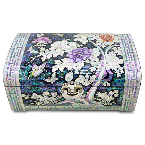 Peony Flower Tree 2-Tier Rounded Left Jewelry Box- by Park In-ho