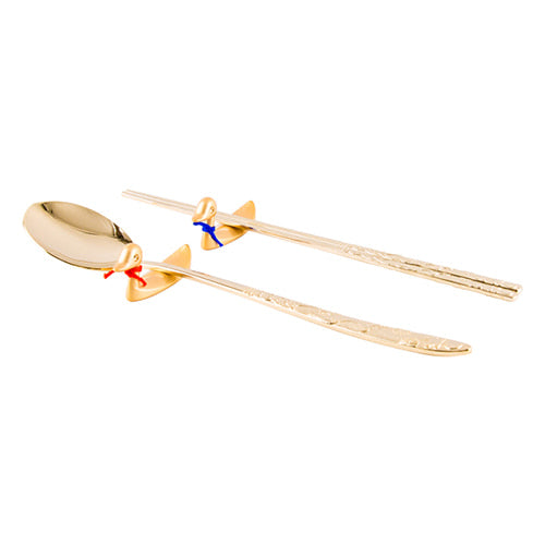 Spoon & Chopstick Set — Sipjangsaeng (Gold) - LV0086