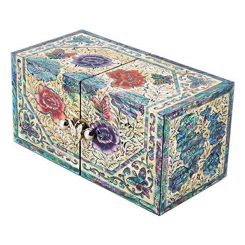 Peony OctagonalBorder Double Lidded Jewelry Box (Medium, Small) - Oh Myung-ho