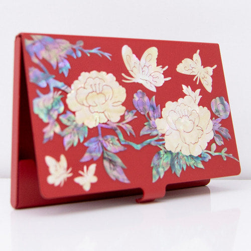Najeon Chilgi Mother of Pearl Business Card Case — Peony - OF0088