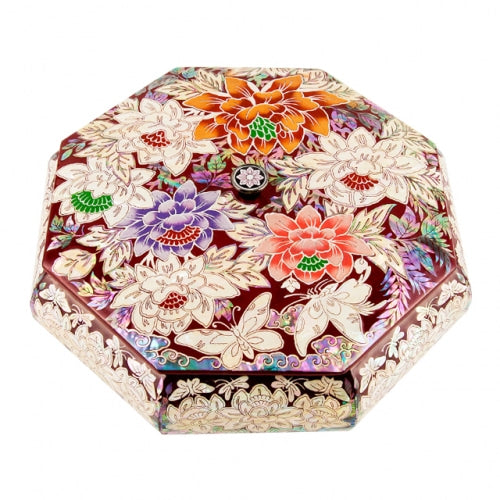 Peony Octagonal Knob Candy Bowl (Red) - by Park In-ho