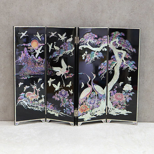 Najeon Chilgi Mother of Pearl Folding Screen — Pine & Crane - DE0013