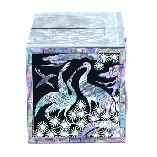 Crane & Pine OctagonalBorder Double Lidded Jewelry Box (Black, Oh Myung-ho)