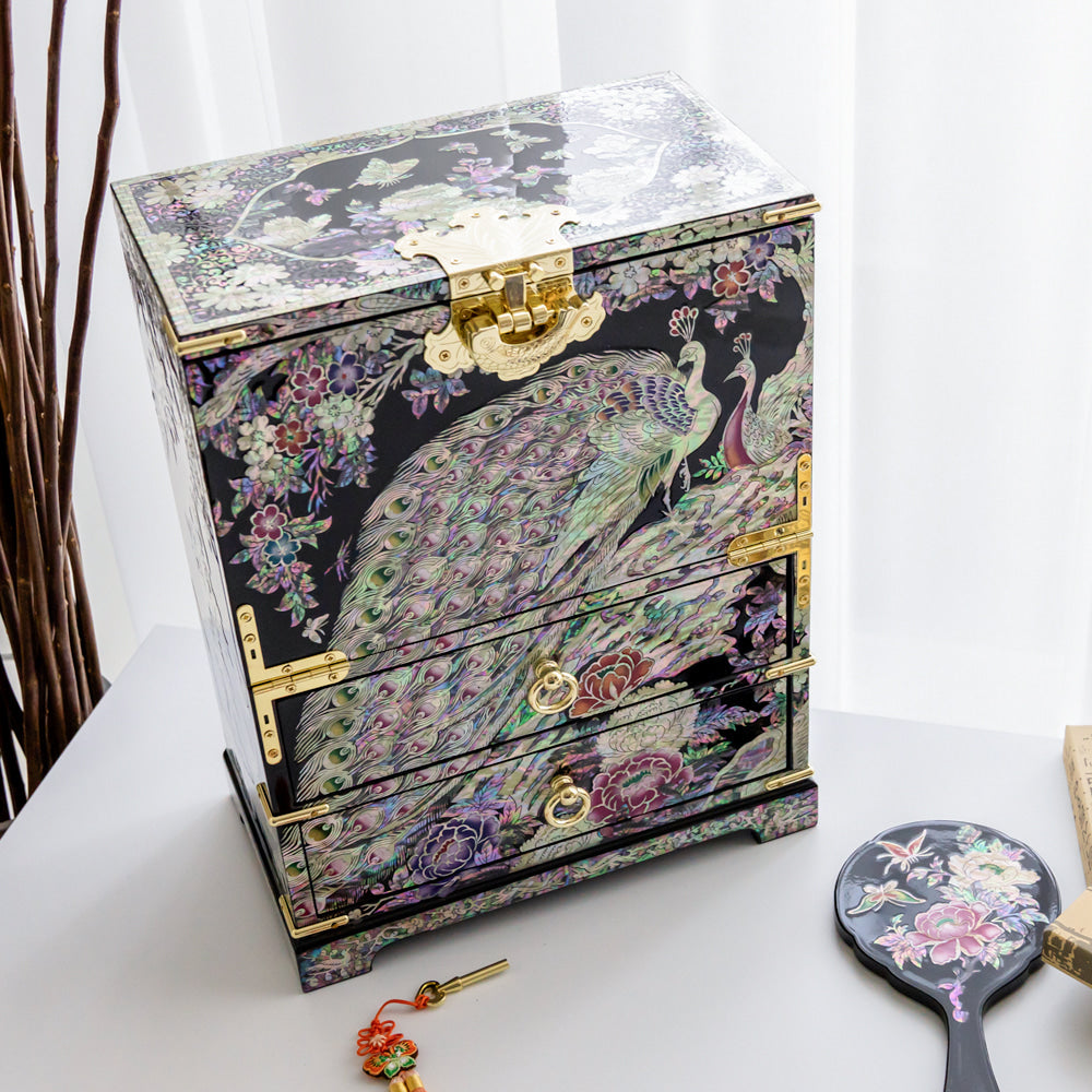 Peacock Bandaji Drawer Najeonchilgi Jewelry Chest, Extra Large by Jang Tae-bok