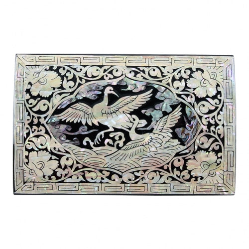 Pair of Crane Mother of Pearl Business Card Case, Multi-Purpose Box