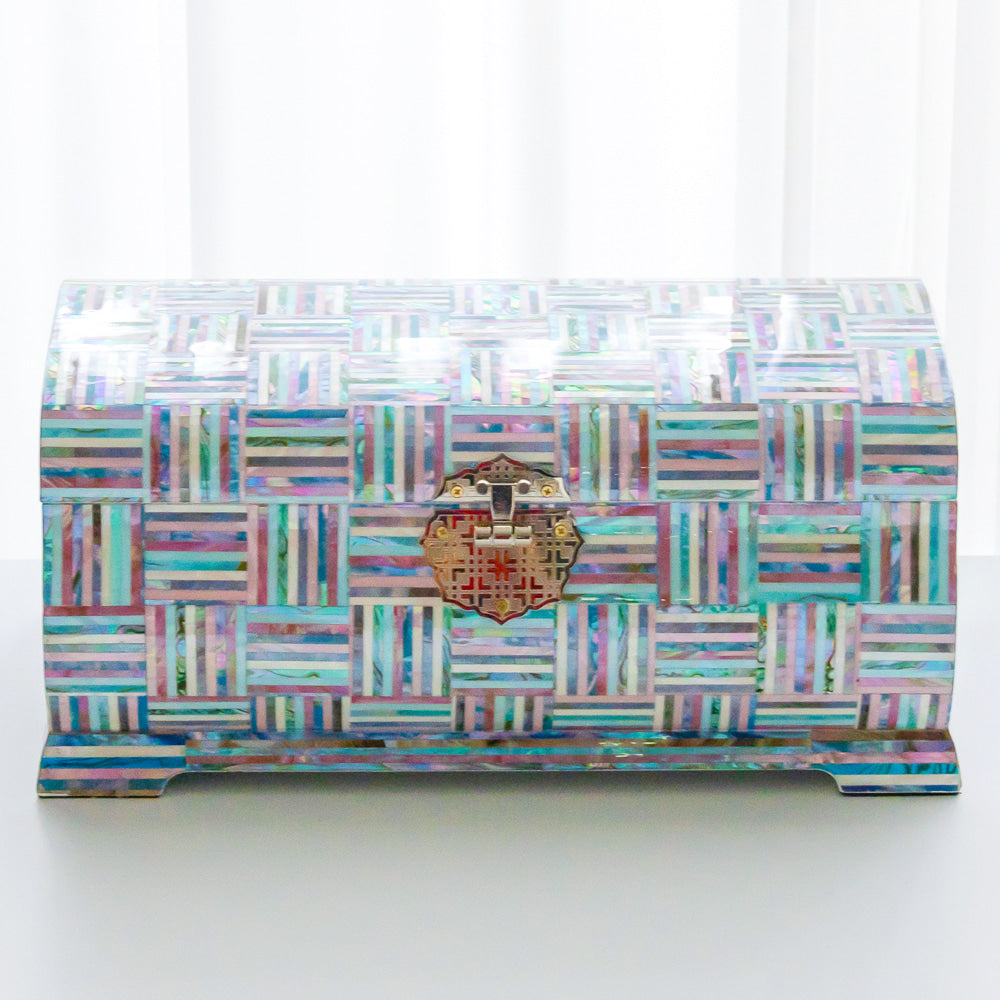 Painted Chrysanthemum 3-Drawer Mother of Pearl Jewelry Box