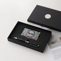 2-Piece Set: Black Mother of Pearl Business Card Case N Gift Mother of Pearl Pen