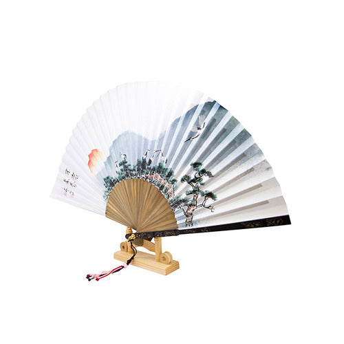 Hanji Traditional Fan — Pine & Crane - FN0091