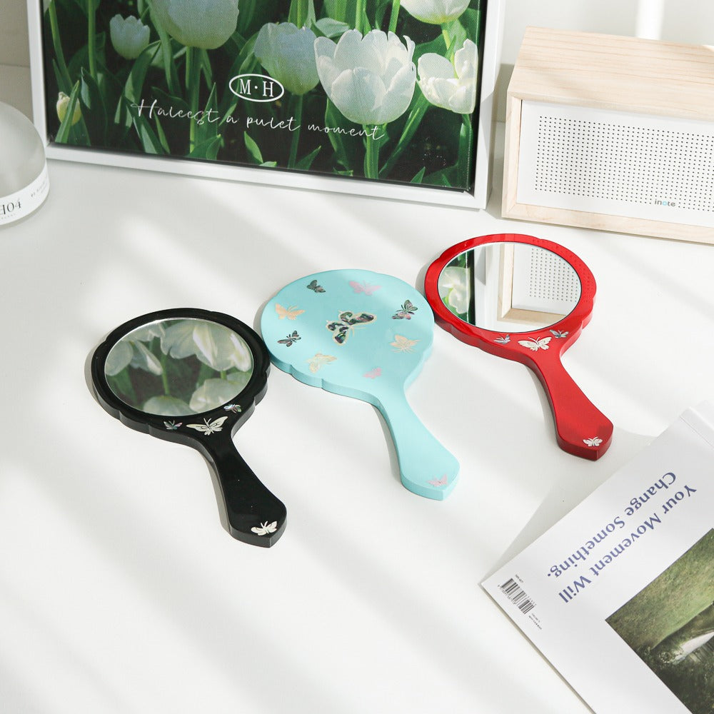 Najeonchilgi Color Butterfly Mother of Pearl Handle Mirror