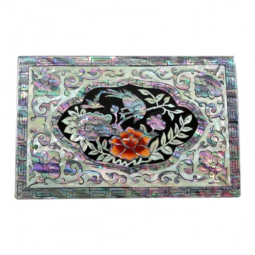 Peony & Bird Mother of Pearl Business Card Case, Multi-Purpose Box