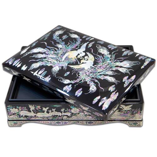 Najeon Chilgi Mother of Pearl Document & Memo Box — Phoenix - OF0216